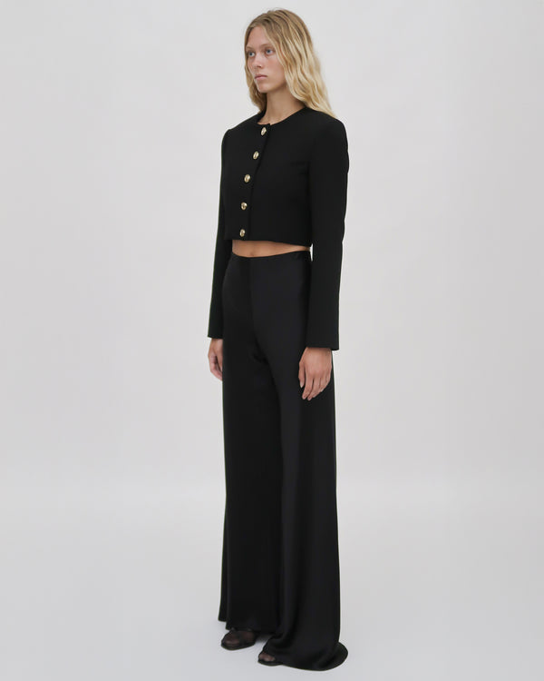 Rosetta Getty CROPPED BUTTON FRONT JACKET - WOOL SCUBA SUITING