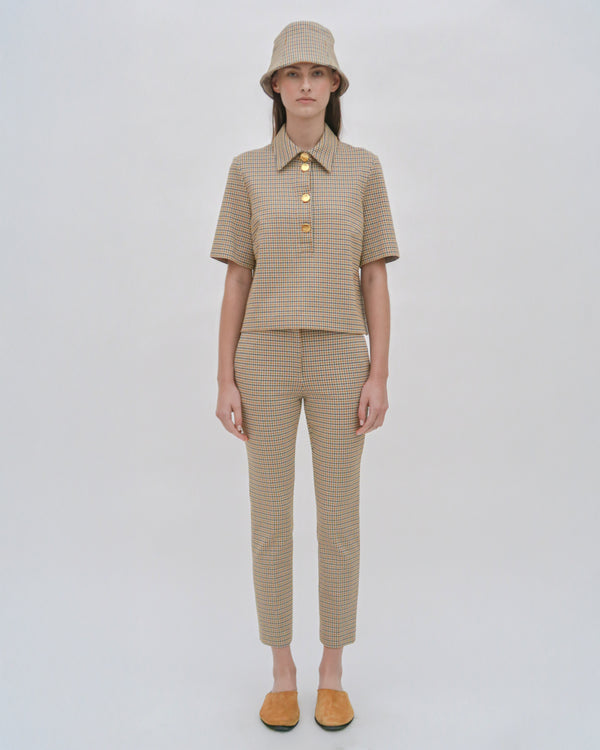 Rosetta Getty CROPPED SKINNY PANT - HOUNDSTOOTH PLAID