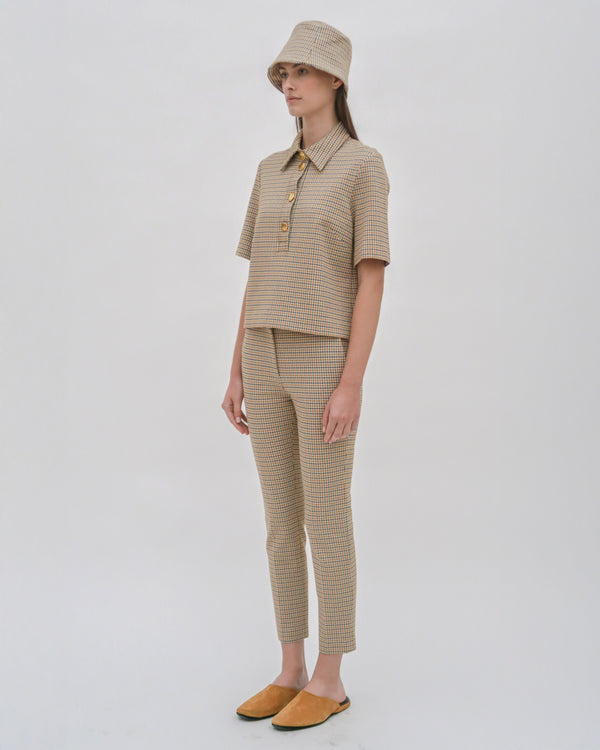 Rosetta Getty CROPPED SKINNY PANT - HOUNDSTOOTH PLAID