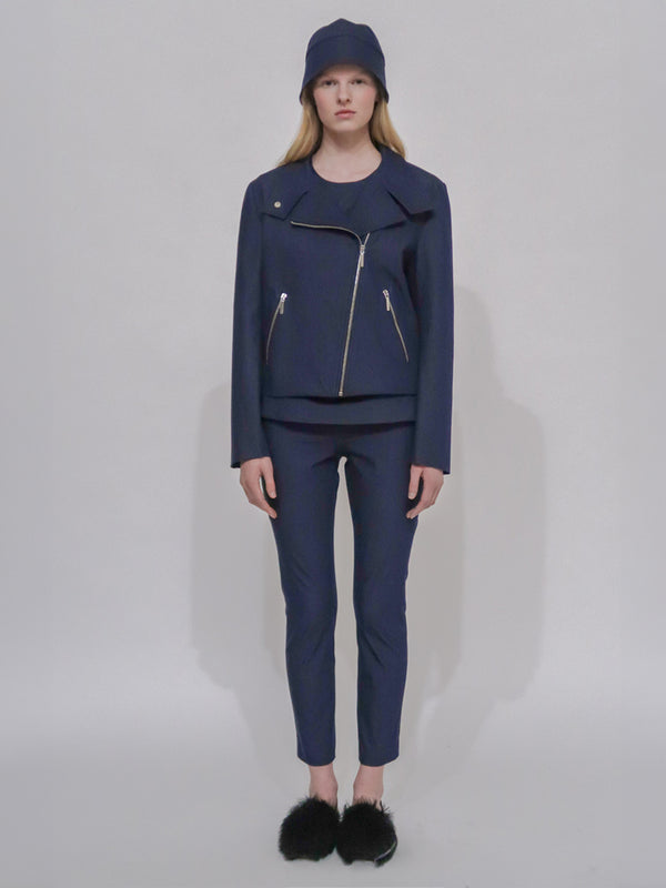 Rosetta Getty FUNNEL NECK MOTO JACKET - STRETCH TWILL