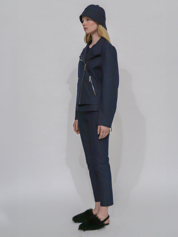 Rosetta Getty FUNNEL NECK MOTO JACKET - STRETCH TWILL