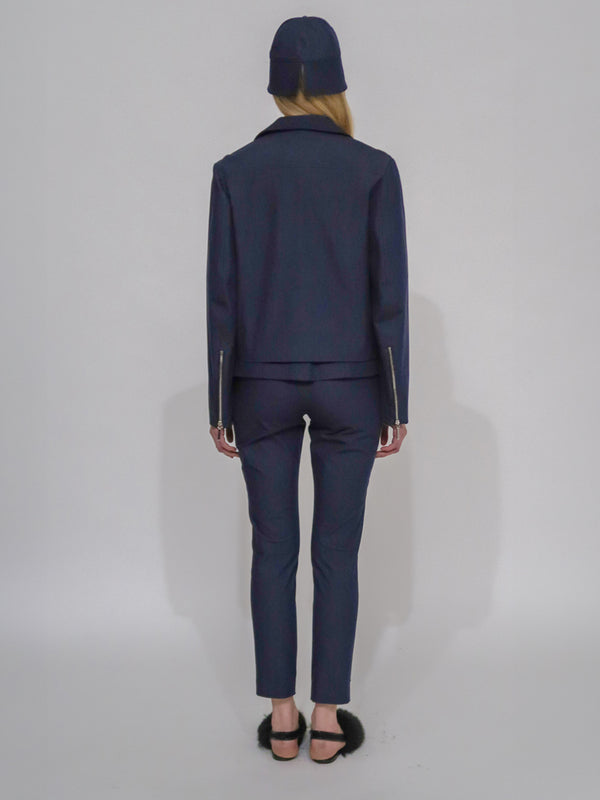 Rosetta Getty FUNNEL NECK MOTO JACKET - STRETCH TWILL