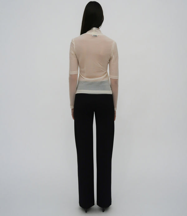 Rosetta Getty PINTUCK FITTED STRAIGHT PULL-ON PANT - SCUBA