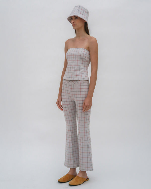 Rosetta Getty PULL ON CROPPED FLARE - STRIPED WINDOWPANE