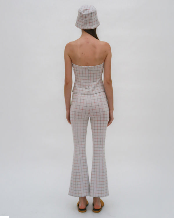 Rosetta Getty PULL ON CROPPED FLARE - STRIPED WINDOWPANE