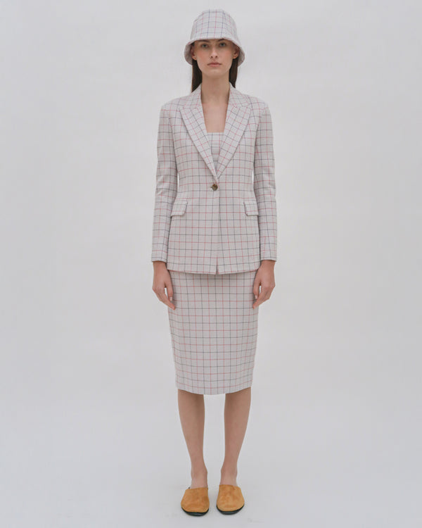 Rosetta Getty PULL ON PENCIL SKIRT - STRIPED WINDOWPANE