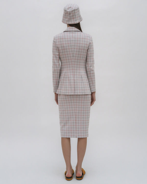 Rosetta Getty PULL ON PENCIL SKIRT - STRIPED WINDOWPANE