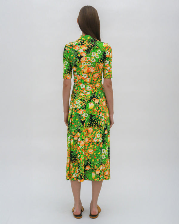 Rosetta Getty PULL ON PLEATED MIDI SKIRT - GARDEN FLORALS