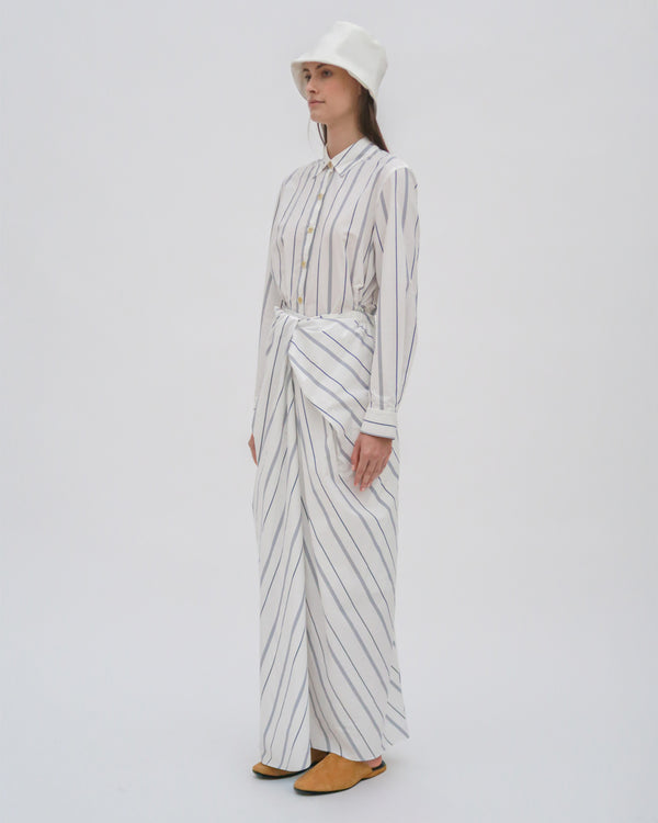 Rosetta Getty PULL ON TWIST FRONT MAXI SKIRT - WIDE STRIPE COTTO