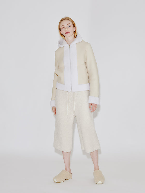 Rosetta Getty Reversible Hooded Zip Up Shearling Jacket