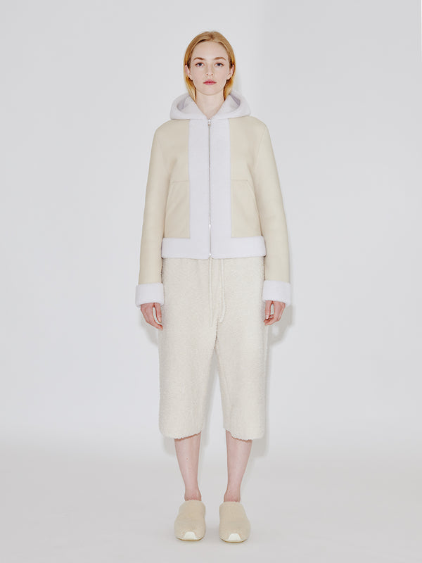 Rosetta Getty Reversible Hooded Zip Up Shearling Jacket