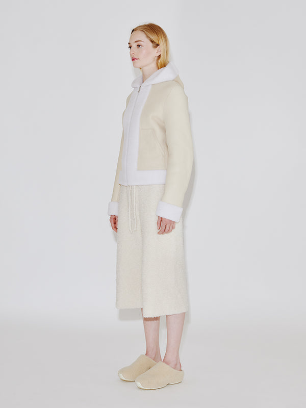Rosetta Getty Reversible Hooded Zip Up Shearling Jacket