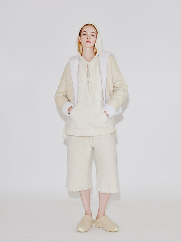 rosetta getty Reversible Hooded Zip Up Shearling Jacket