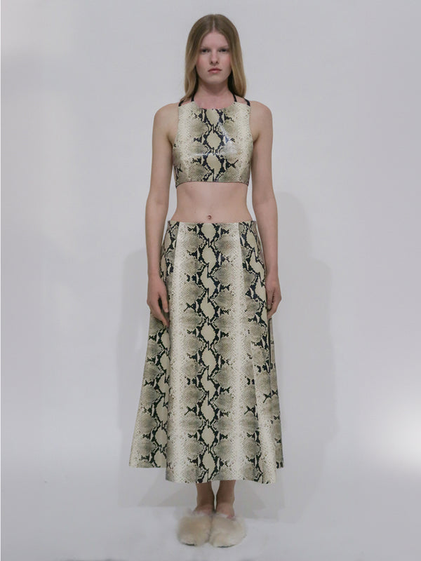 Rosetta Getty A-LINE ZIPPER SKIRT - EMBOSSED PYTHON
