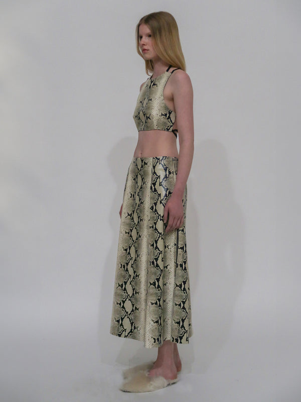 Rosetta Getty A-LINE ZIPPER SKIRT - EMBOSSED PYTHON