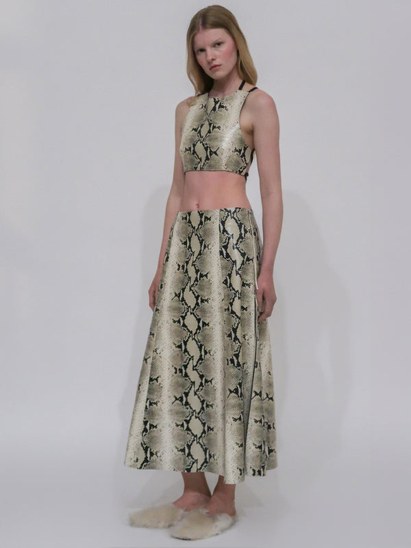 rosetta getty A-LINE ZIPPER SKIRT - EMBOSSED PYTHON