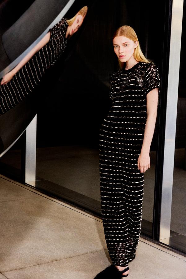 rosetta getty BEADED CROCHET SHORT SLEEVE DRESS