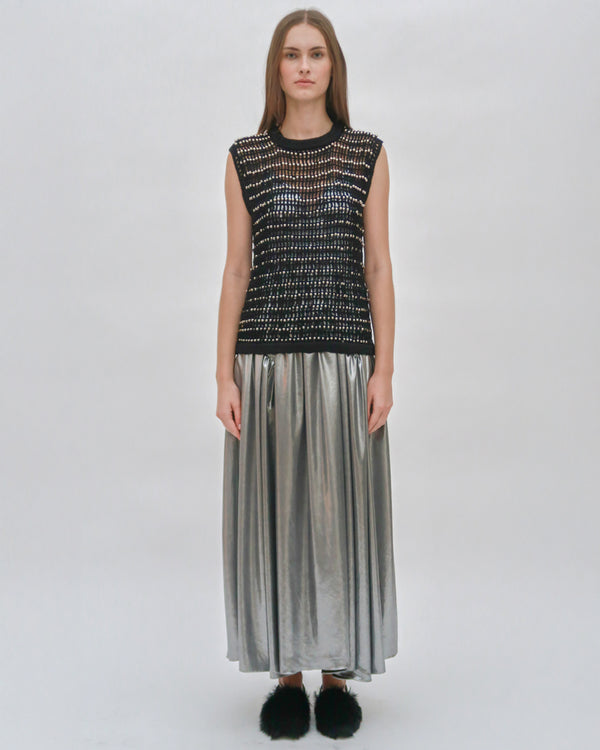 Rosetta Getty BEADED CROCHET SWEATER VEST