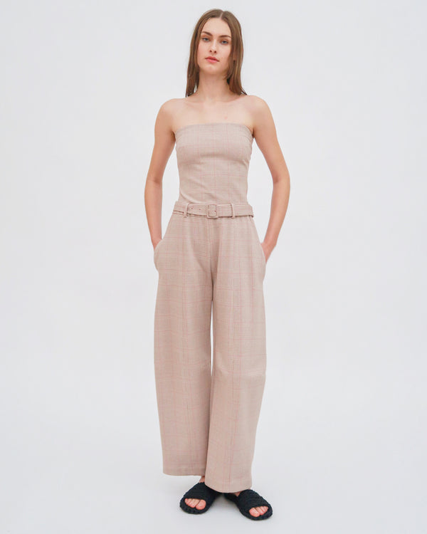 Rosetta Getty BELTED STRAIGHT TAPER TAB PANT - PLAID