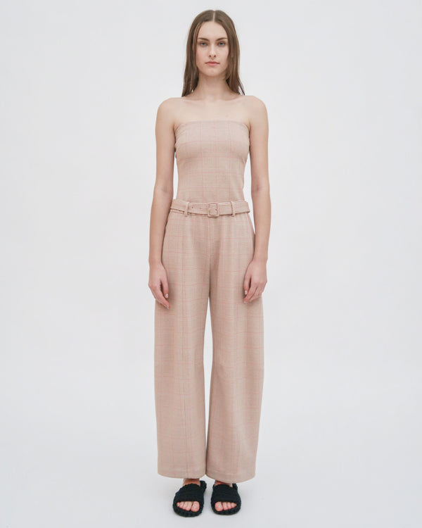 Rosetta Getty BELTED STRAIGHT TAPER TAB PANT - PLAID