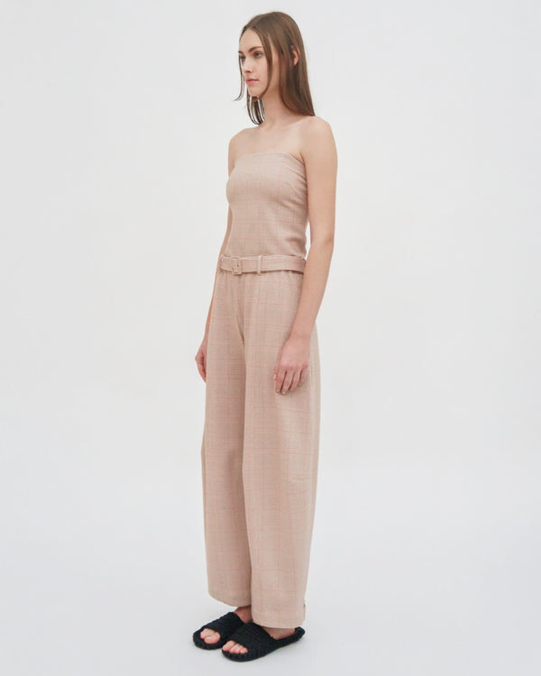 Rosetta Getty BELTED STRAIGHT TAPER TAB PANT - PLAID