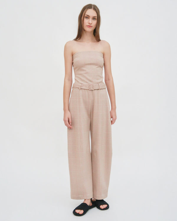 rosetta getty BELTED STRAIGHT TAPER TAB PANT - PLAID