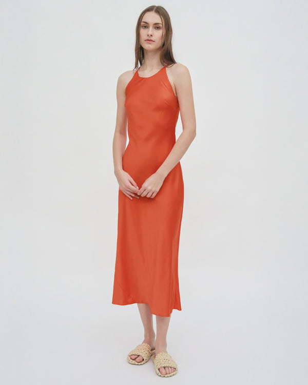 Rosetta Getty BIAS CREWNECK SLIP DRESS