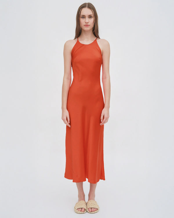 Rosetta Getty BIAS CREWNECK SLIP DRESS