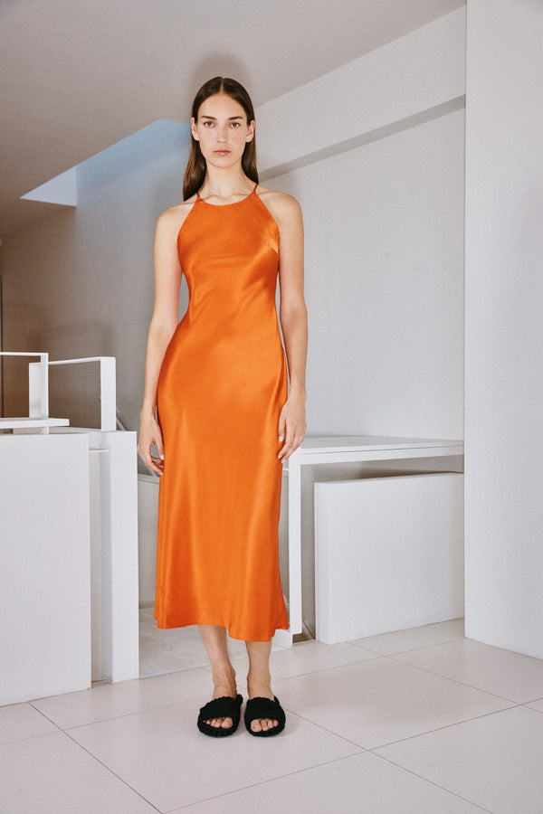 rosetta getty BIAS CREWNECK SLIP DRESS