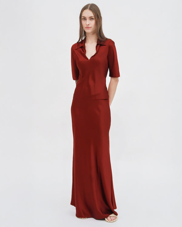 rosetta getty BIAS POLO TOP - SILK SATIN