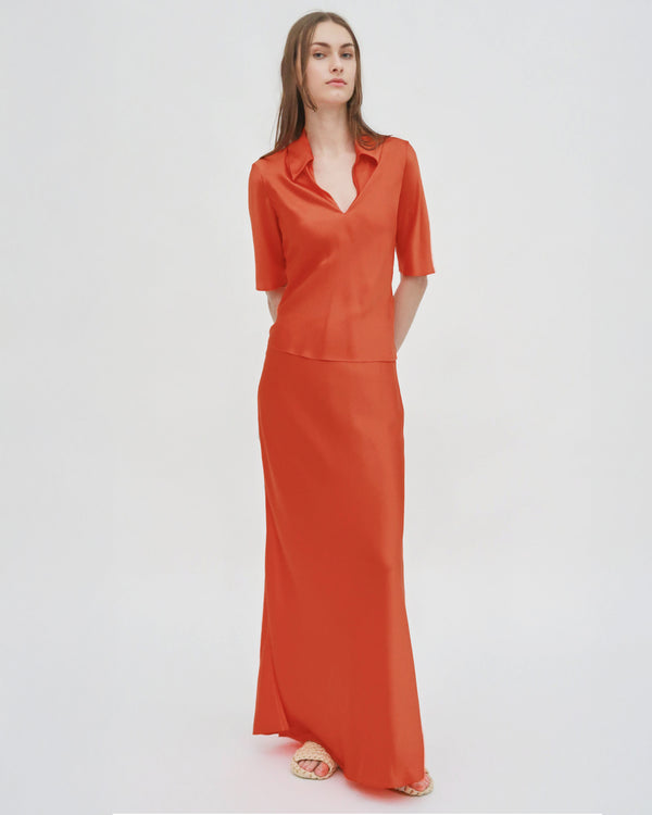 rosetta getty BIAS POLO TOP - SILK SATIN