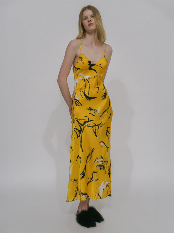 rosetta getty BIAS SLIP DRESS - PAINTED BIRDS