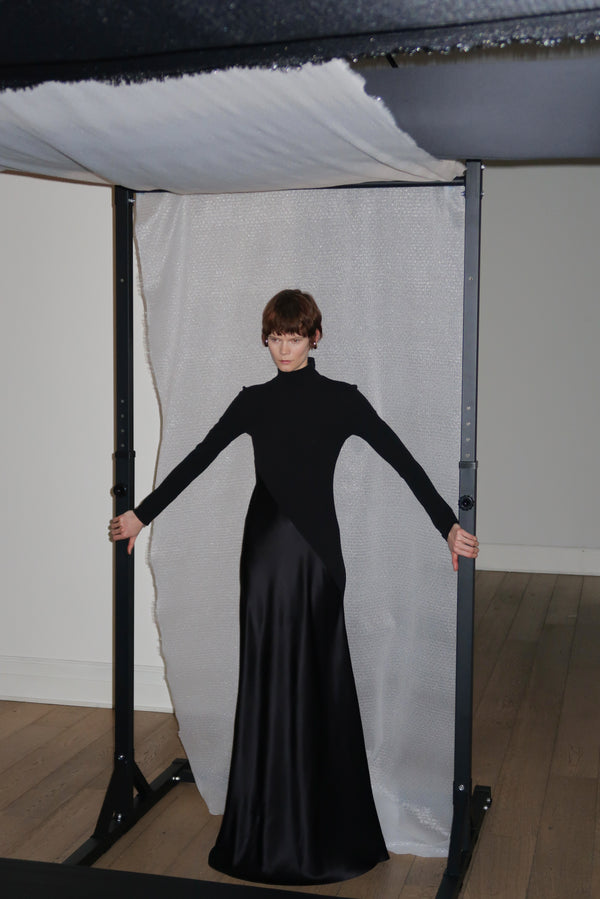 Rosetta Getty BIAS TURTLENECK COMBO MAXI DRESS
