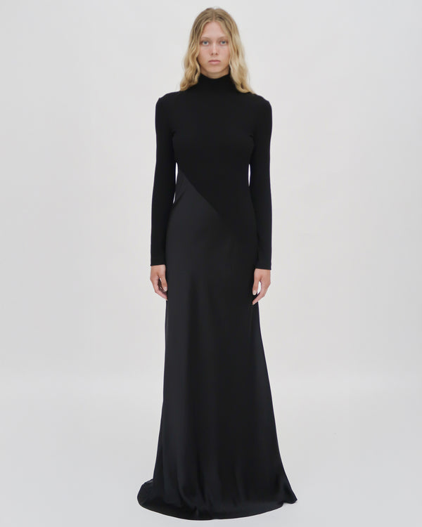 Rosetta Getty BIAS TURTLENECK COMBO MAXI DRESS