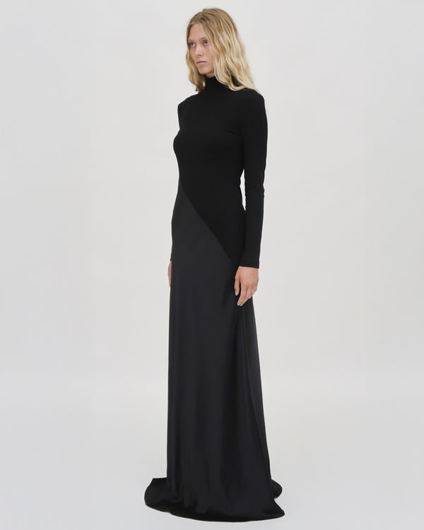 Rosetta Getty BIAS TURTLENECK COMBO MAXI DRESS
