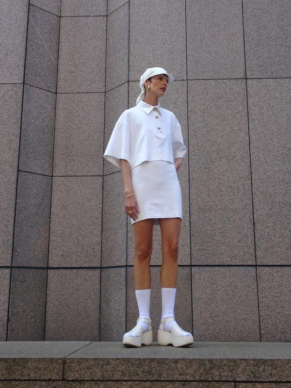 Rosetta Getty Cropped Oversized Polo