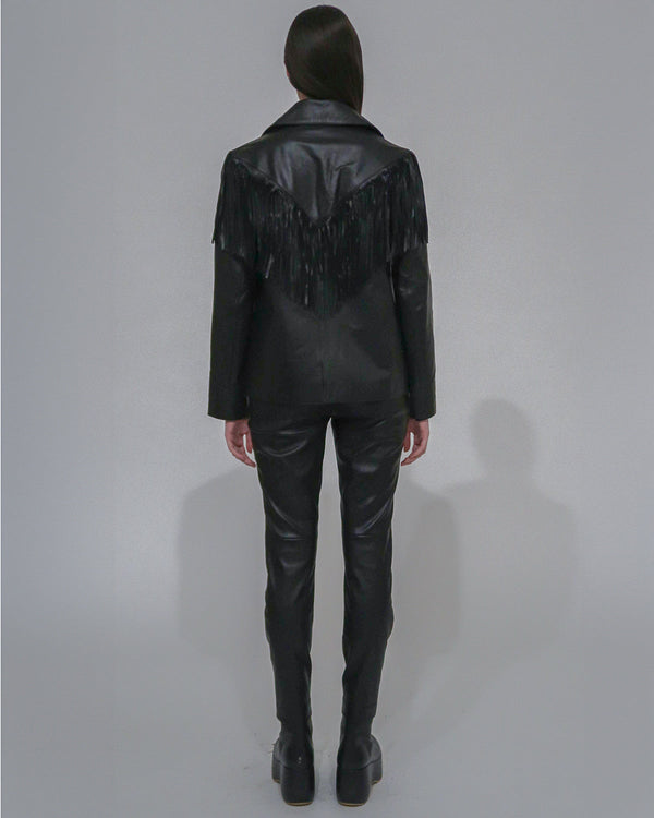 Rosetta Getty CROPPED SKINNY PANT - PLONGE LEATHER