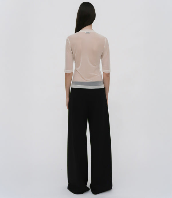 Rosetta Getty CROPPED SLEEVE T-SHIRT - SHEER