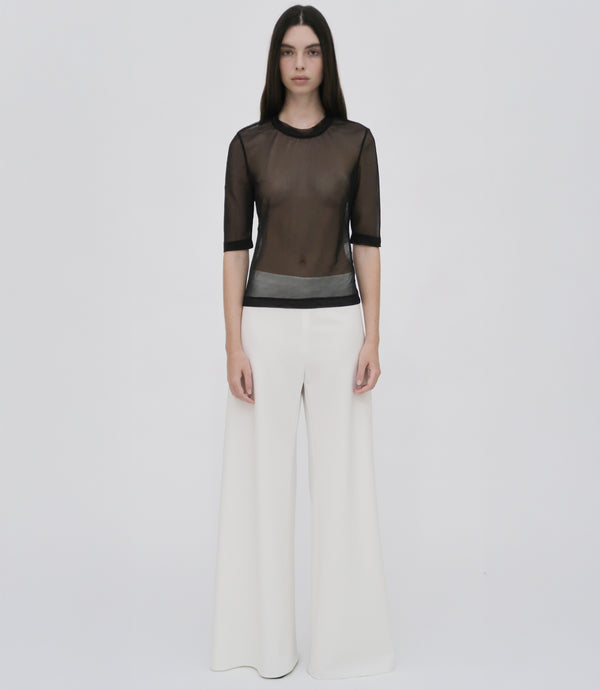 Rosetta Getty CROPPED SLEEVE T-SHIRT - SHEER