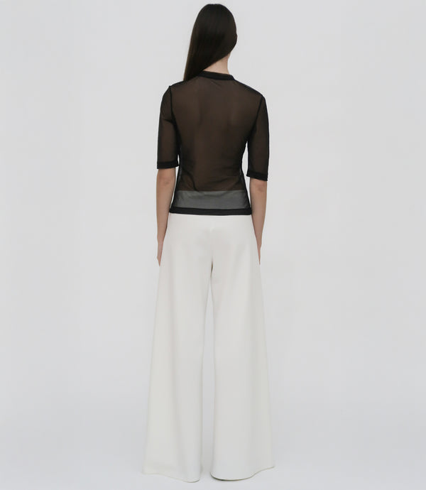 Rosetta Getty CROPPED SLEEVE T-SHIRT - SHEER