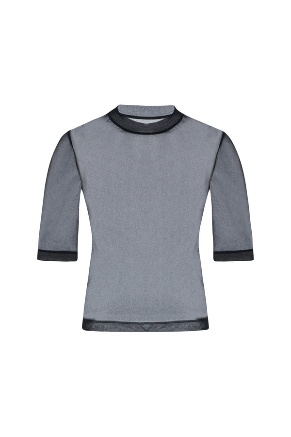Rosetta Getty CROPPED SLEEVE T-SHIRT - SHEER