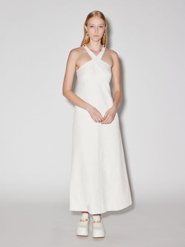 rosetta getty Cross Neck Button Dress