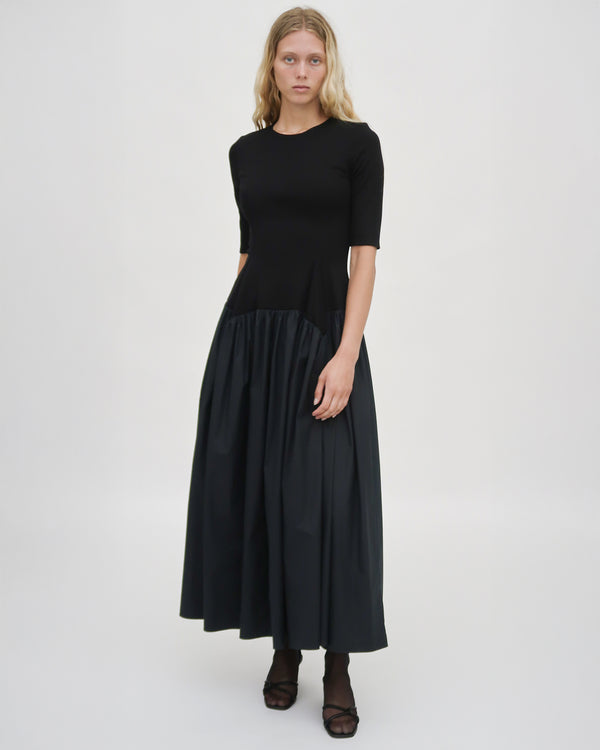 Rosetta Getty FITTED GATHERED PEPLUM COMBO DRESS