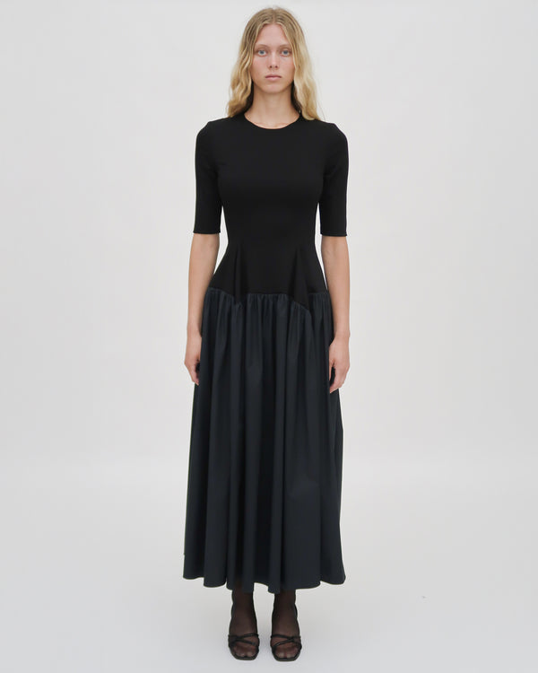 Rosetta Getty FITTED GATHERED PEPLUM COMBO DRESS