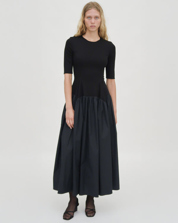 rosetta getty FITTED GATHERED PEPLUM COMBO DRESS