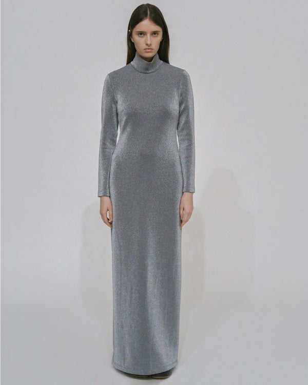 Rosetta Getty FITTED TURTLENECK MAXI DRESS - LUREX