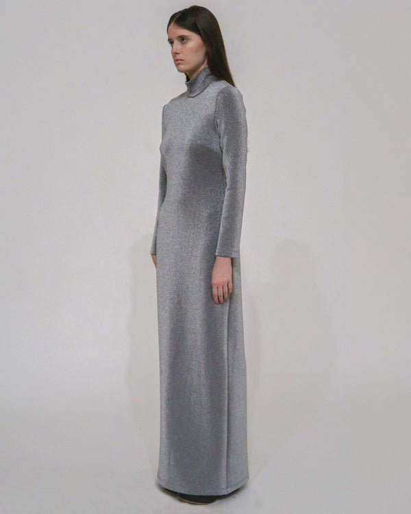 Rosetta Getty FITTED TURTLENECK MAXI DRESS - LUREX