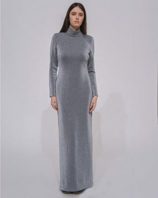 rosetta getty FITTED TURTLENECK MAXI DRESS - LUREX
