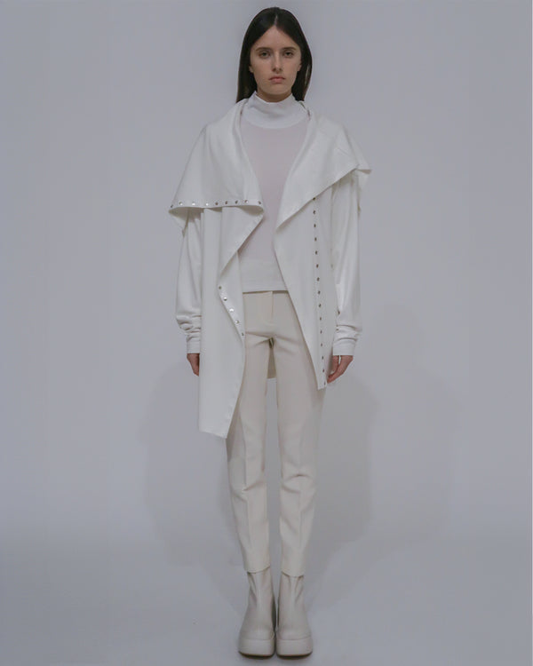 Rosetta Getty FUNNEL NECK SNAP CARDIGAN