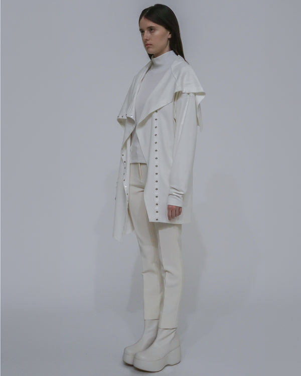 Rosetta Getty FUNNEL NECK SNAP CARDIGAN